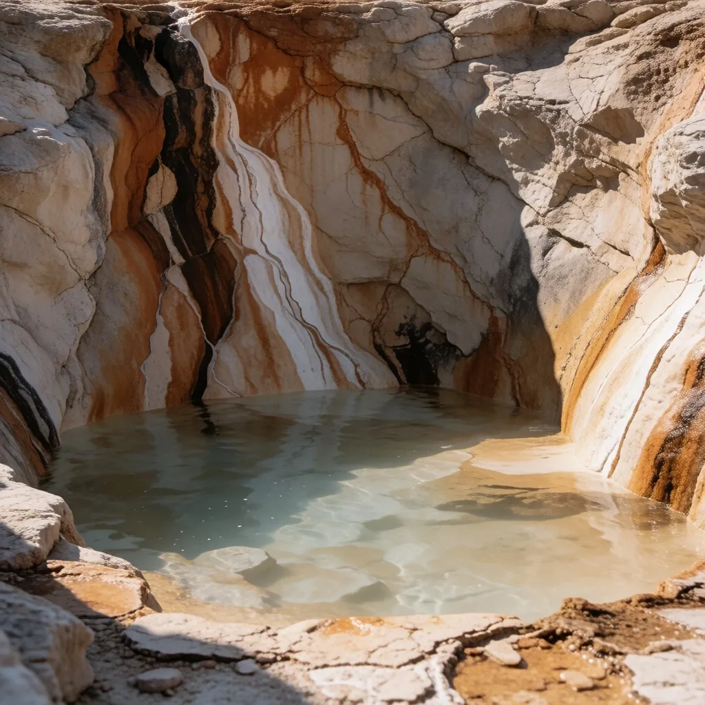 Natural spring water emerging from desert rock