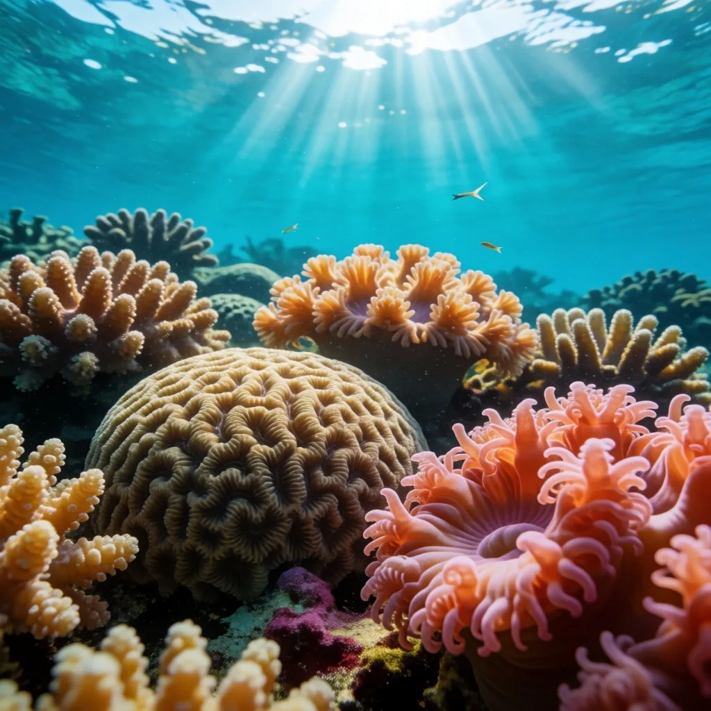 Coral reef in shallow Red Sea water