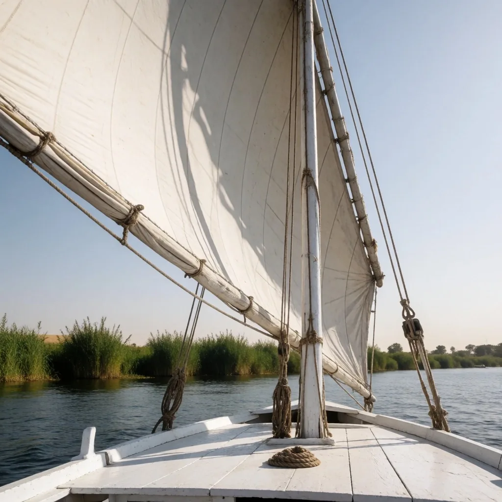 Felucca sail against blue sky