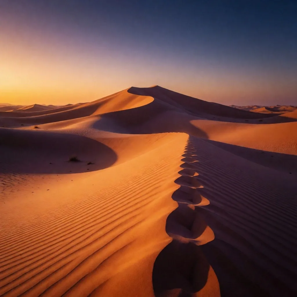 Desert dunes at sunset