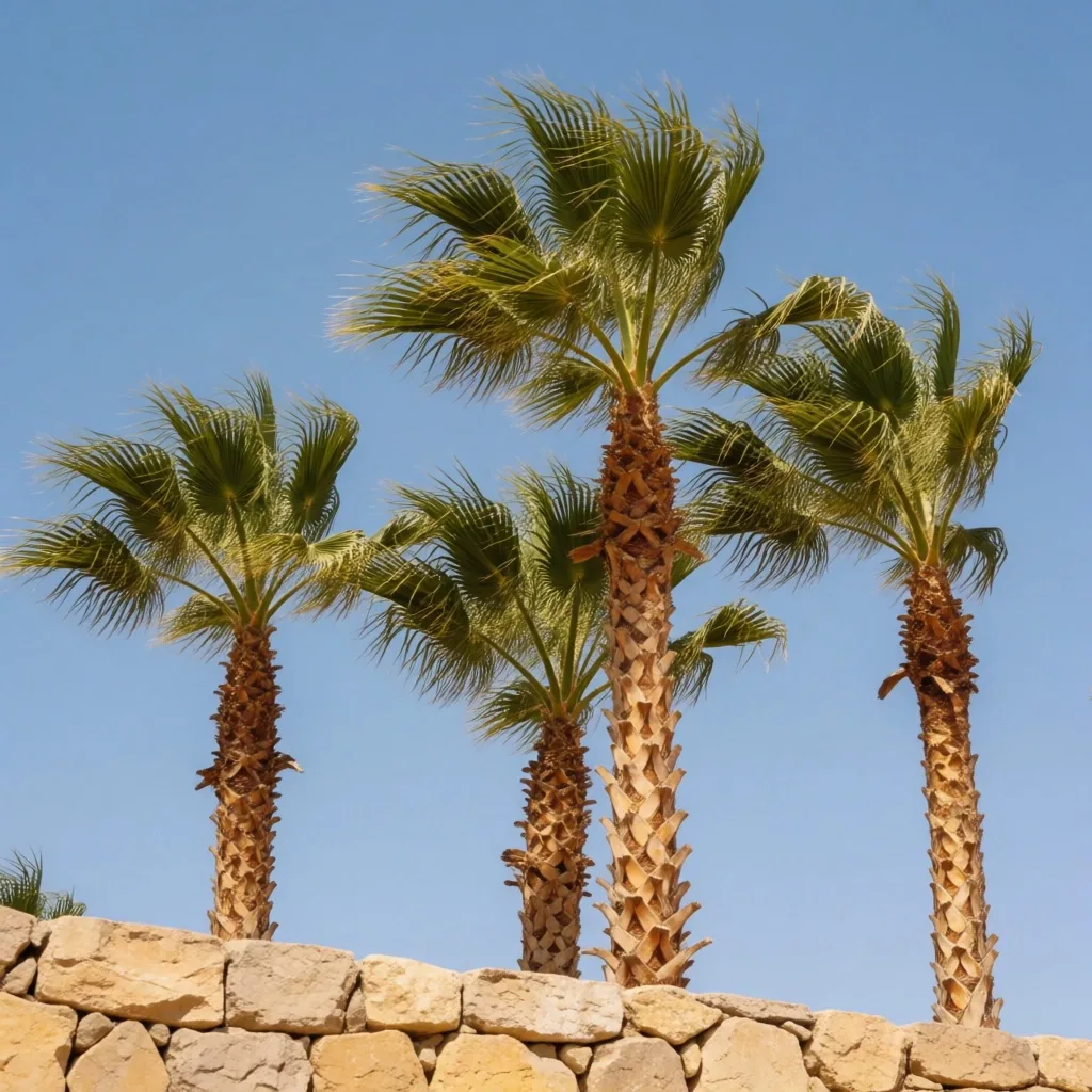 Palm trees reaching toward the sky