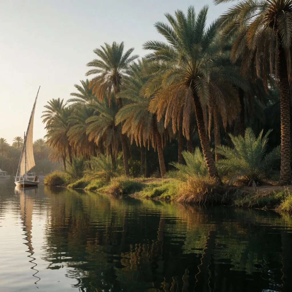 Palm grove along the Nile