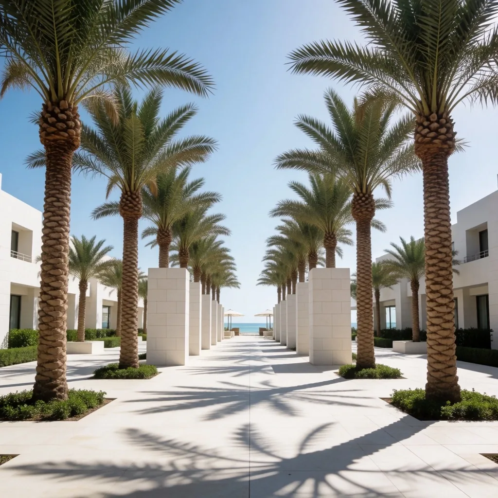 Palm trees against high-noon sky