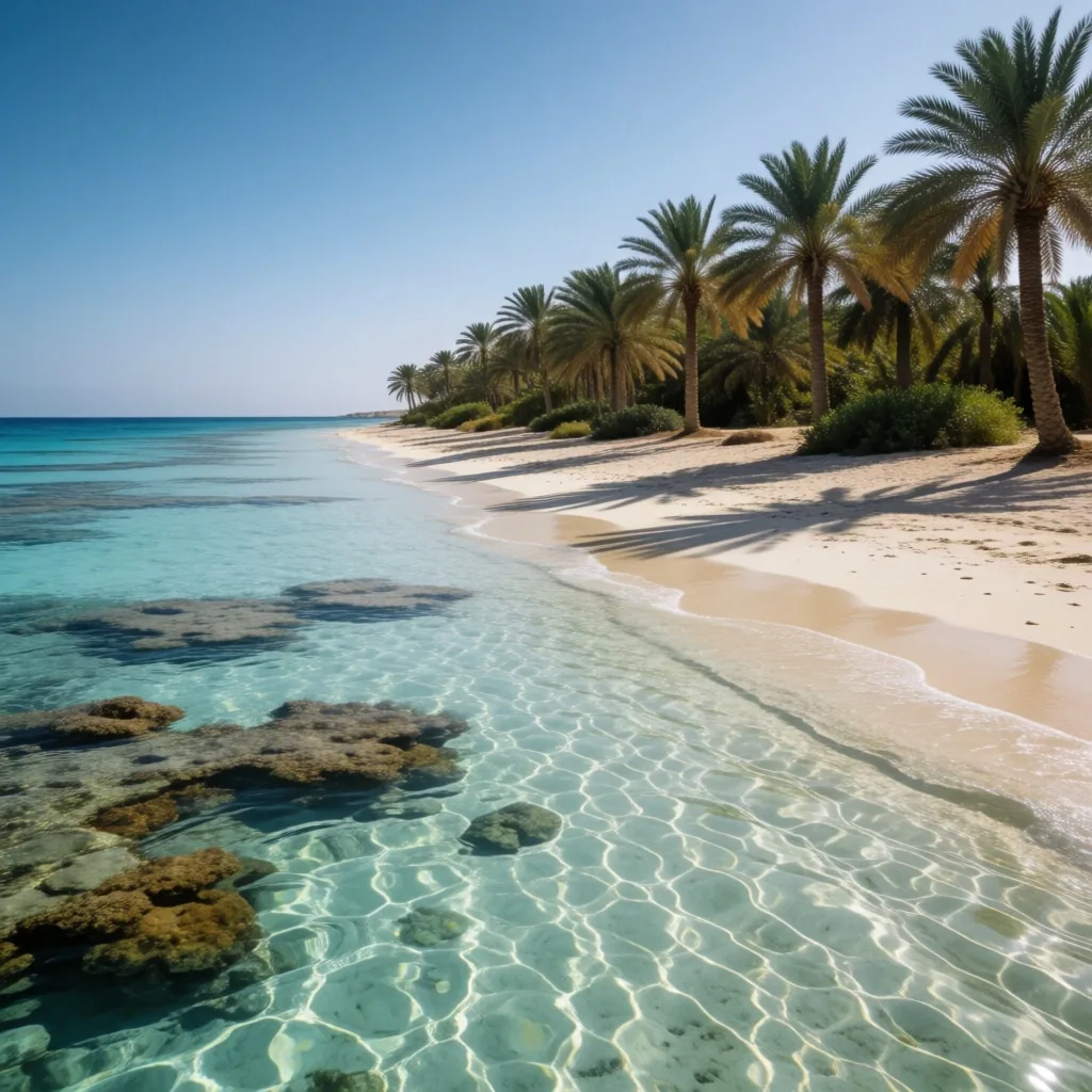 Fringing coral reef along the Red Sea shore