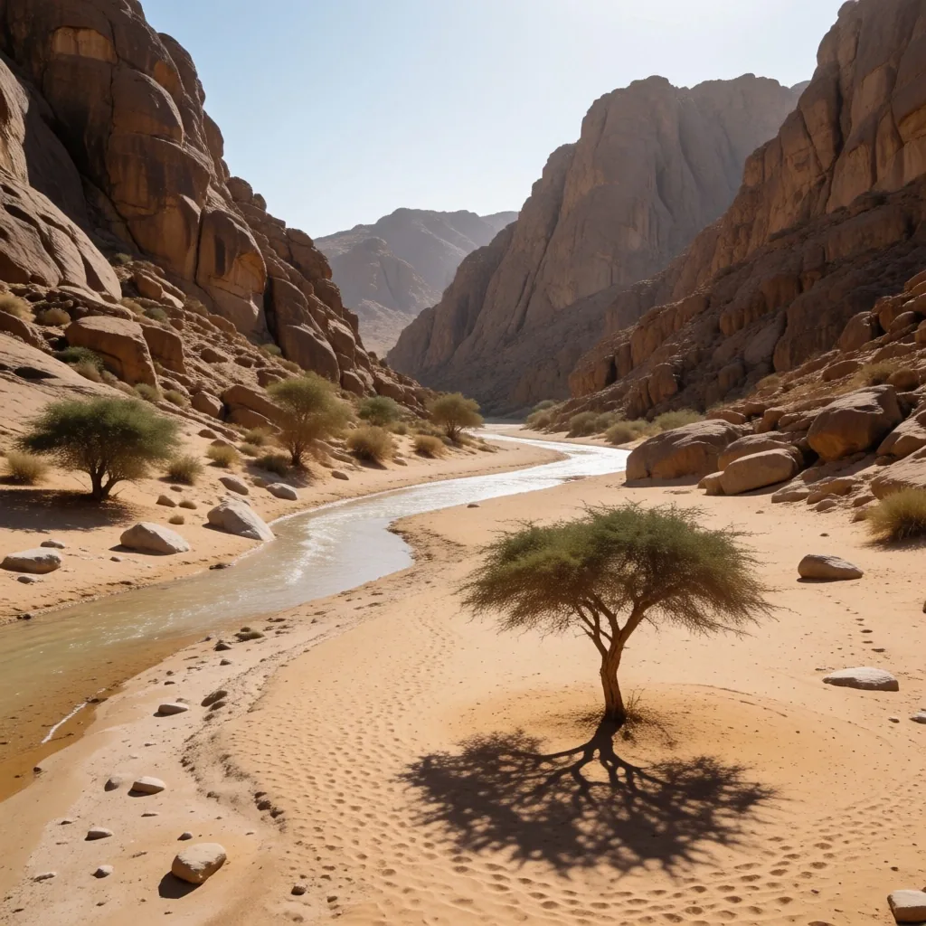 A peaceful wadi cutting through the Sinai interior