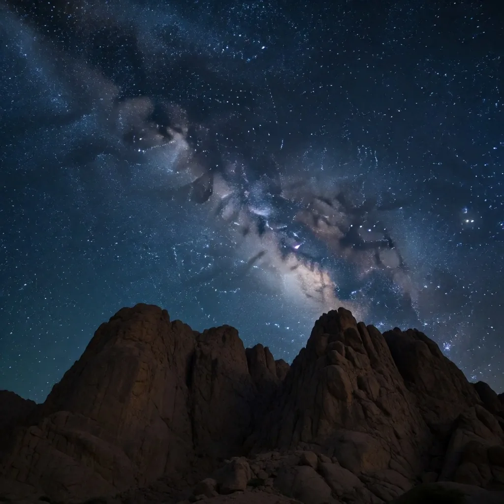 Milky Way over Sinai mountains at night