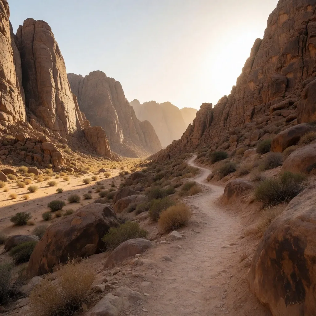 Sinai granite massif at golden hour