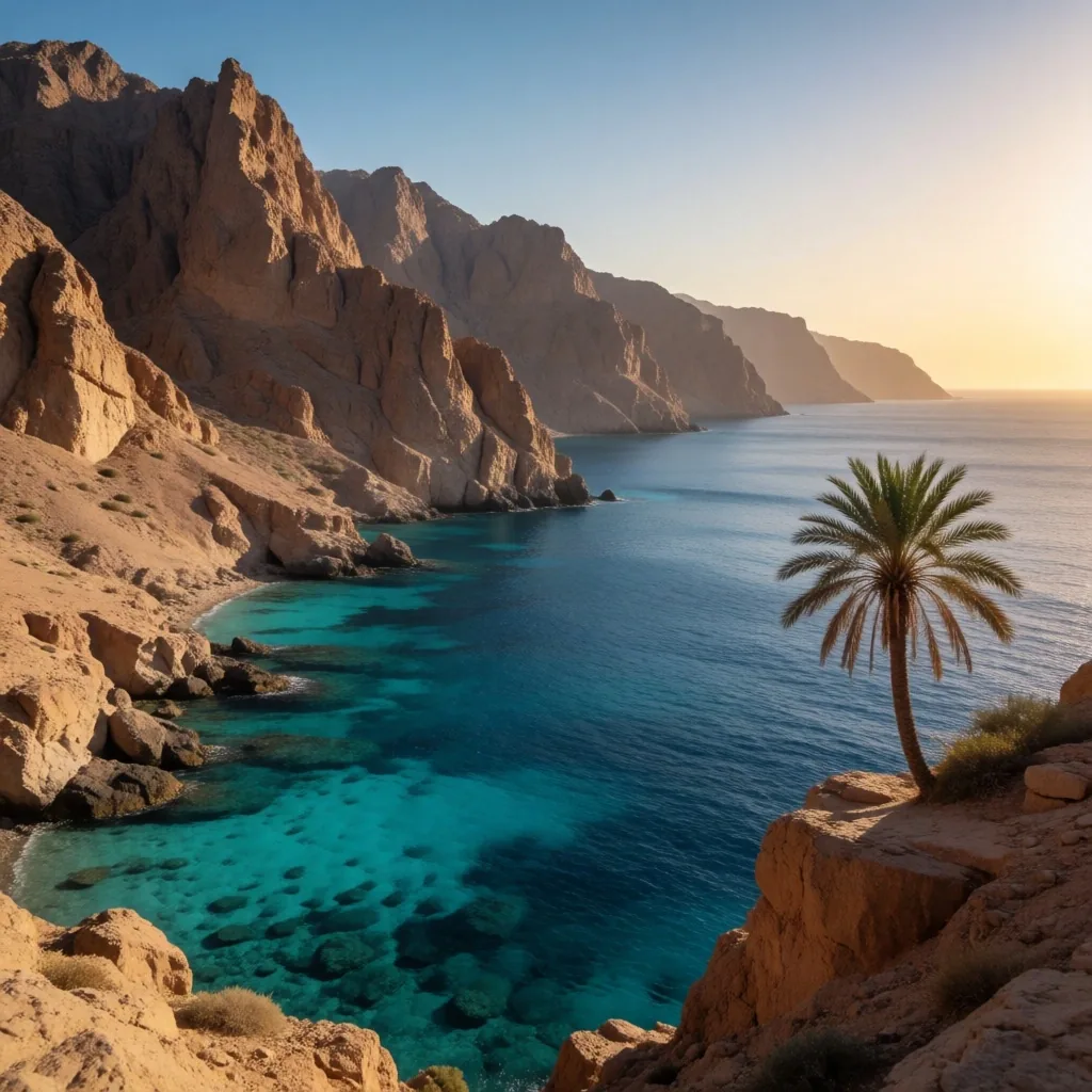 Sinai mountains meeting the Red Sea