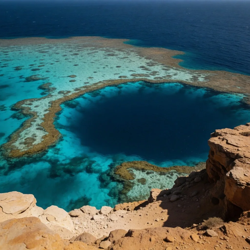 Coastal cliffs overlooking the Blue Hole near Dahab