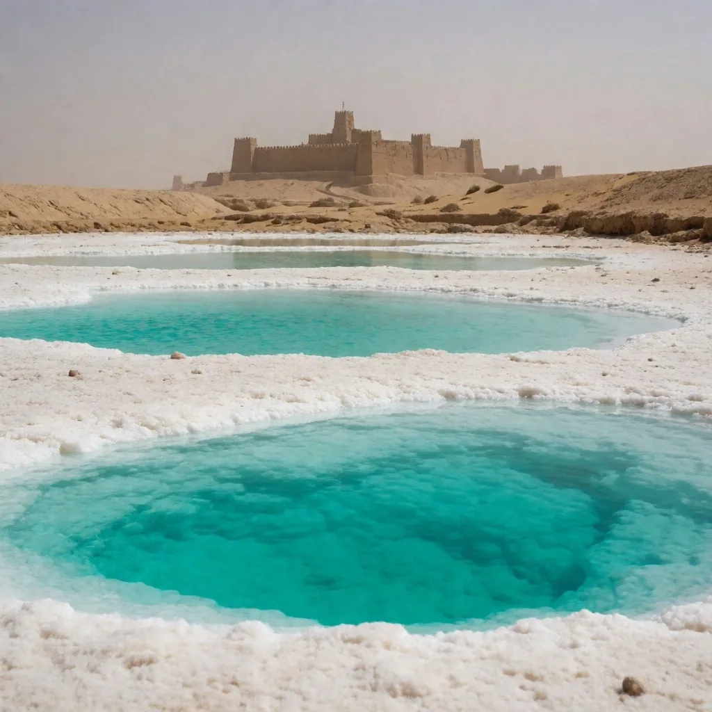 Mud-brick fortress and salt lakes at Siwa Oasis
